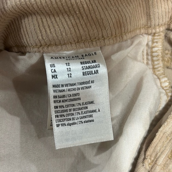 American Eagle Tan Corduroy Pants High Rise bootleg size 12 NWT - Picture 9 of 10